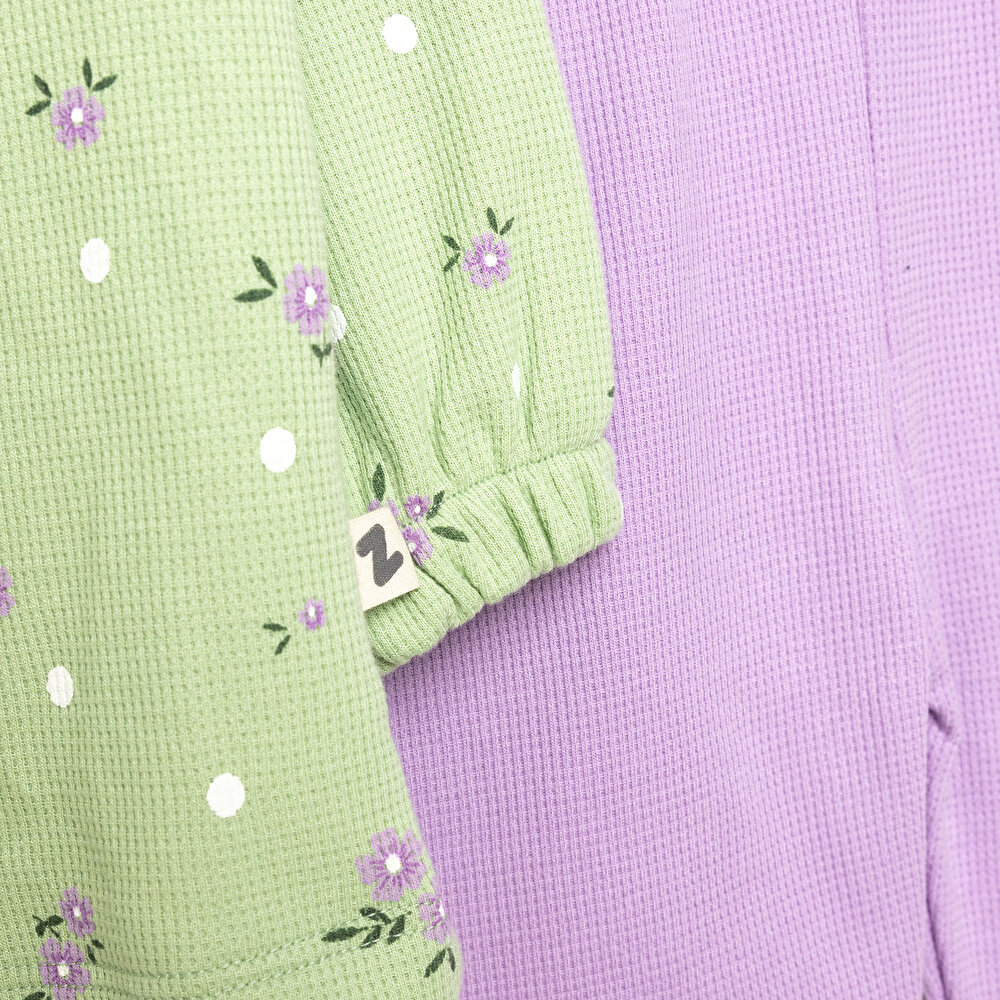 Green Lilac Kapüşonlu Sweatshirt - Tayt Takım Kız Bebek