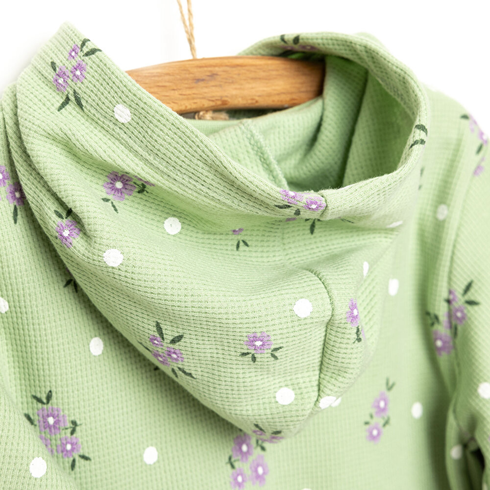 Green Lilac Kapüşonlu Sweatshirt - Tayt Takım Kız Bebek