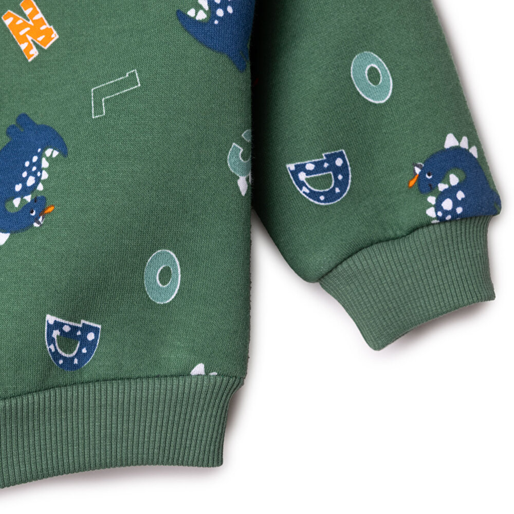 Erkek Bebek Kapüşonlu Hırka Fermuarlı Uzun Kol