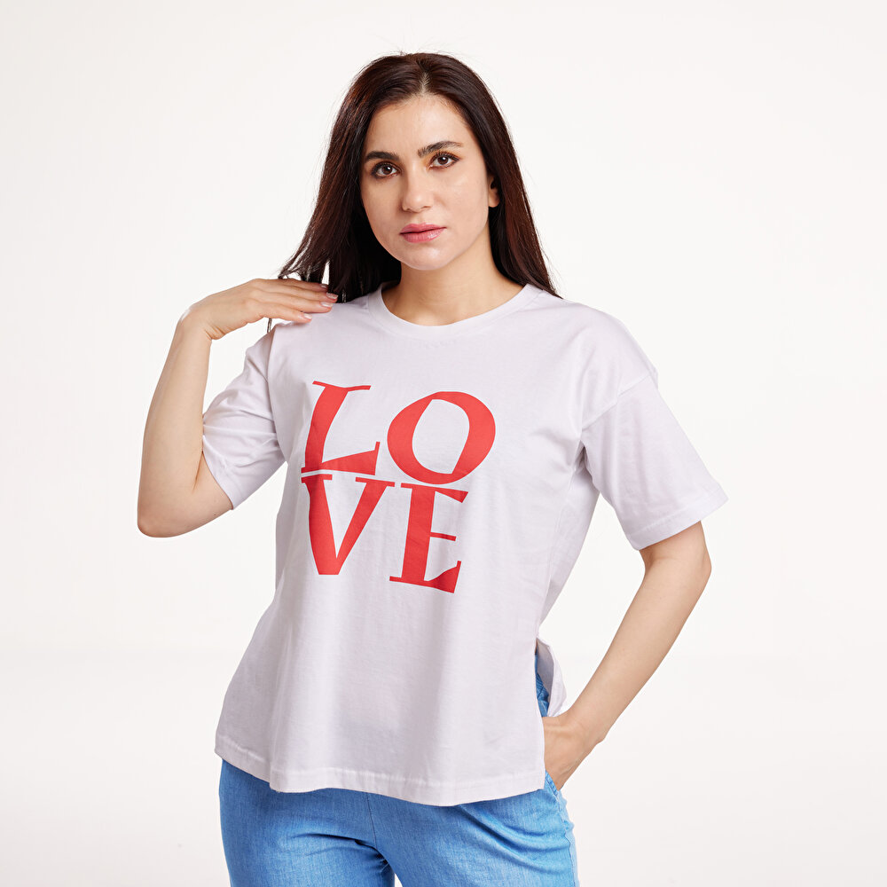 Hamile Love Baskılı Kısa Kol Tshirt Anne Giyim