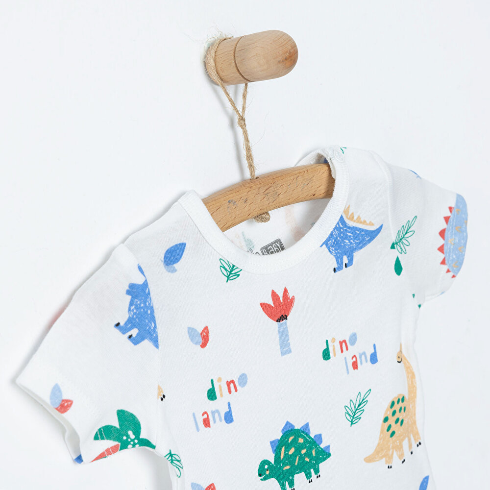 Hayvan Desenli Kısa Kol Body Erkek Bebek