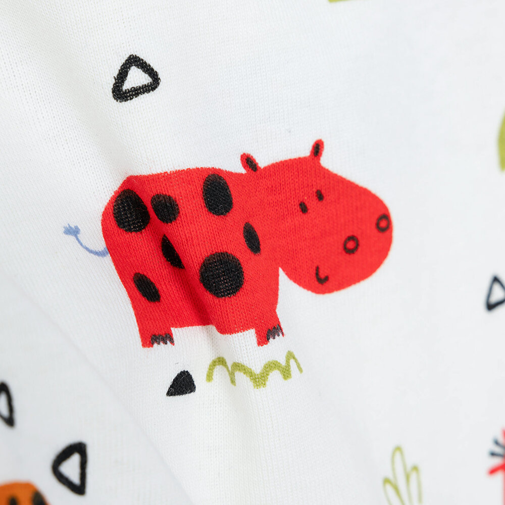 Hayvan Desenli Kısa Kol Body Erkek Bebek