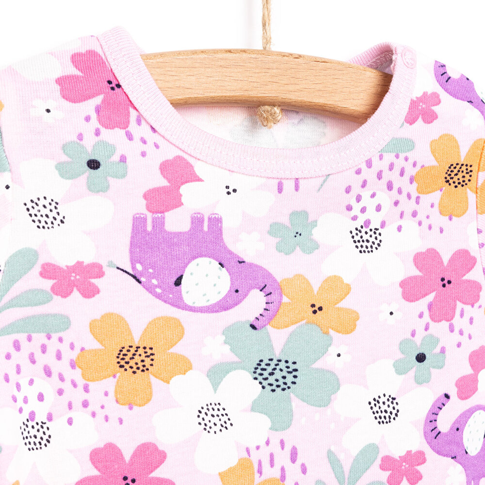 Hayvan Desenli Kısa Kol Body Kız Bebek