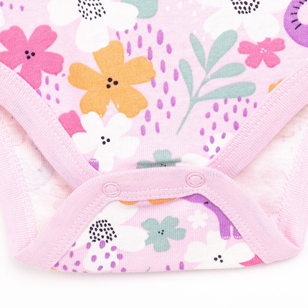 Hayvan Desenli Kısa Kol Body Kız Bebek