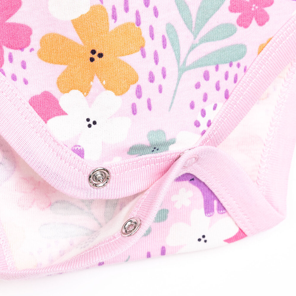 Hayvan Desenli Kısa Kol Body Kız Bebek