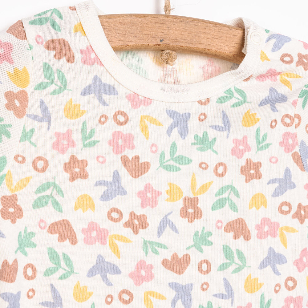 Hayvan Desenli Kısa Kol Body Kız Bebek