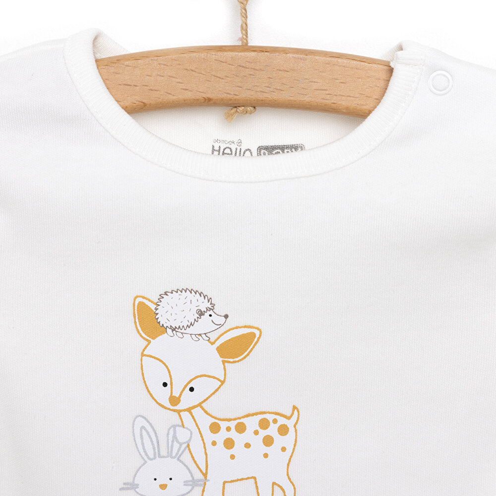 Hayvanlar Baskılı Yenidoğan Tshirt-Patikli Alt Kız Bebek