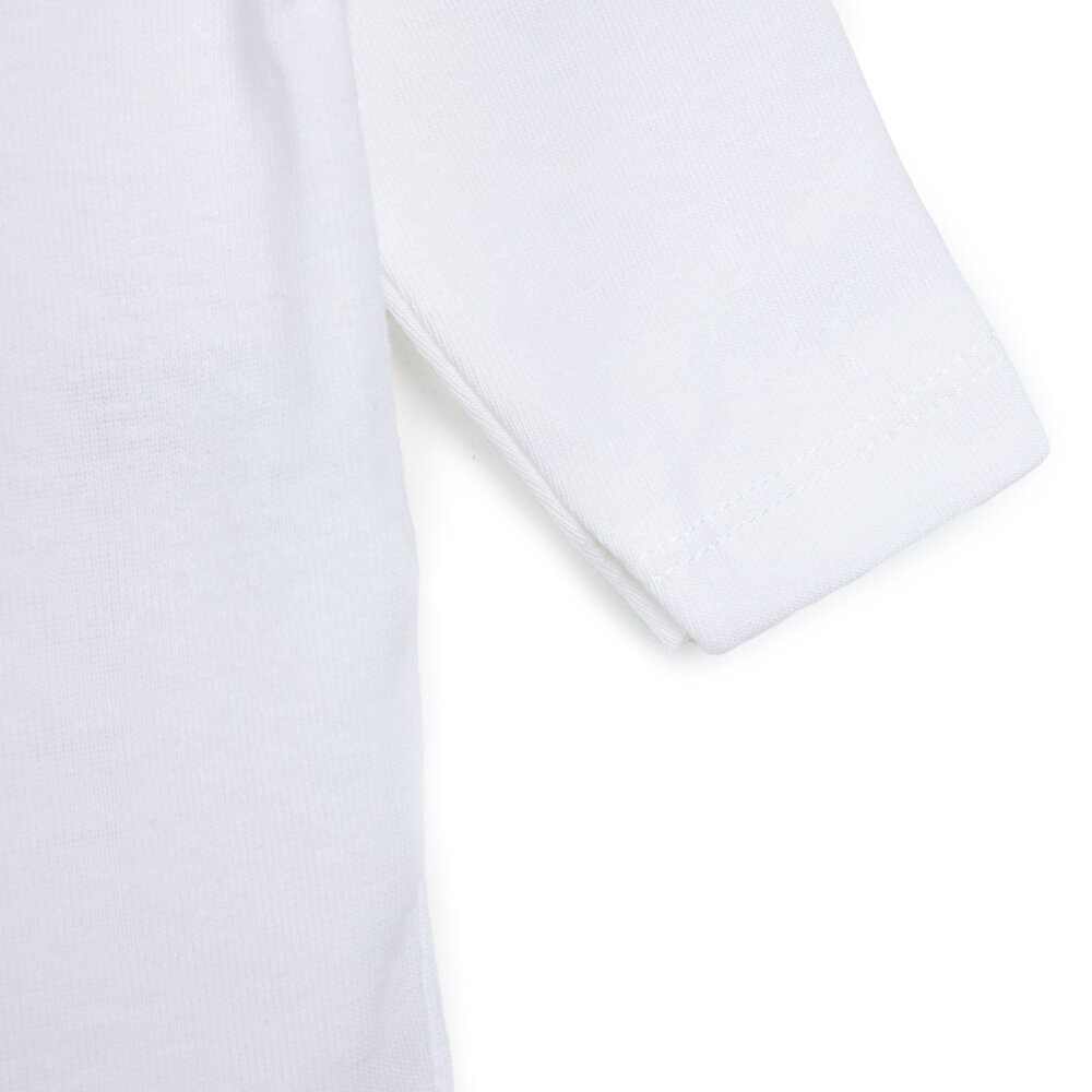 Unisex 5'li Uzun Kollu Body Ribana Kumaş Çıtçıtlı Zıbın Zarf Yaka Uzun Kollu Beyaz