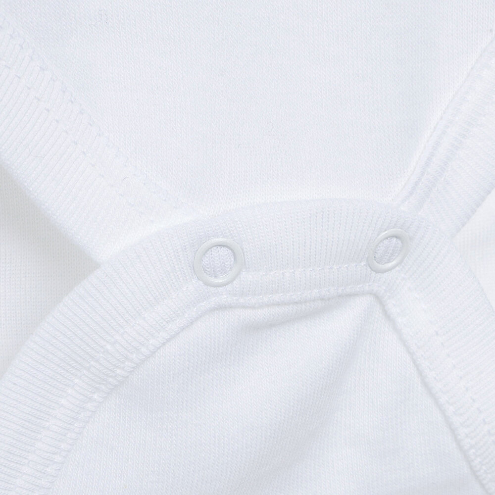 Unisex 5'li Uzun Kollu Body Ribana Kumaş Çıtçıtlı Zıbın Zarf Yaka Uzun Kollu Beyaz