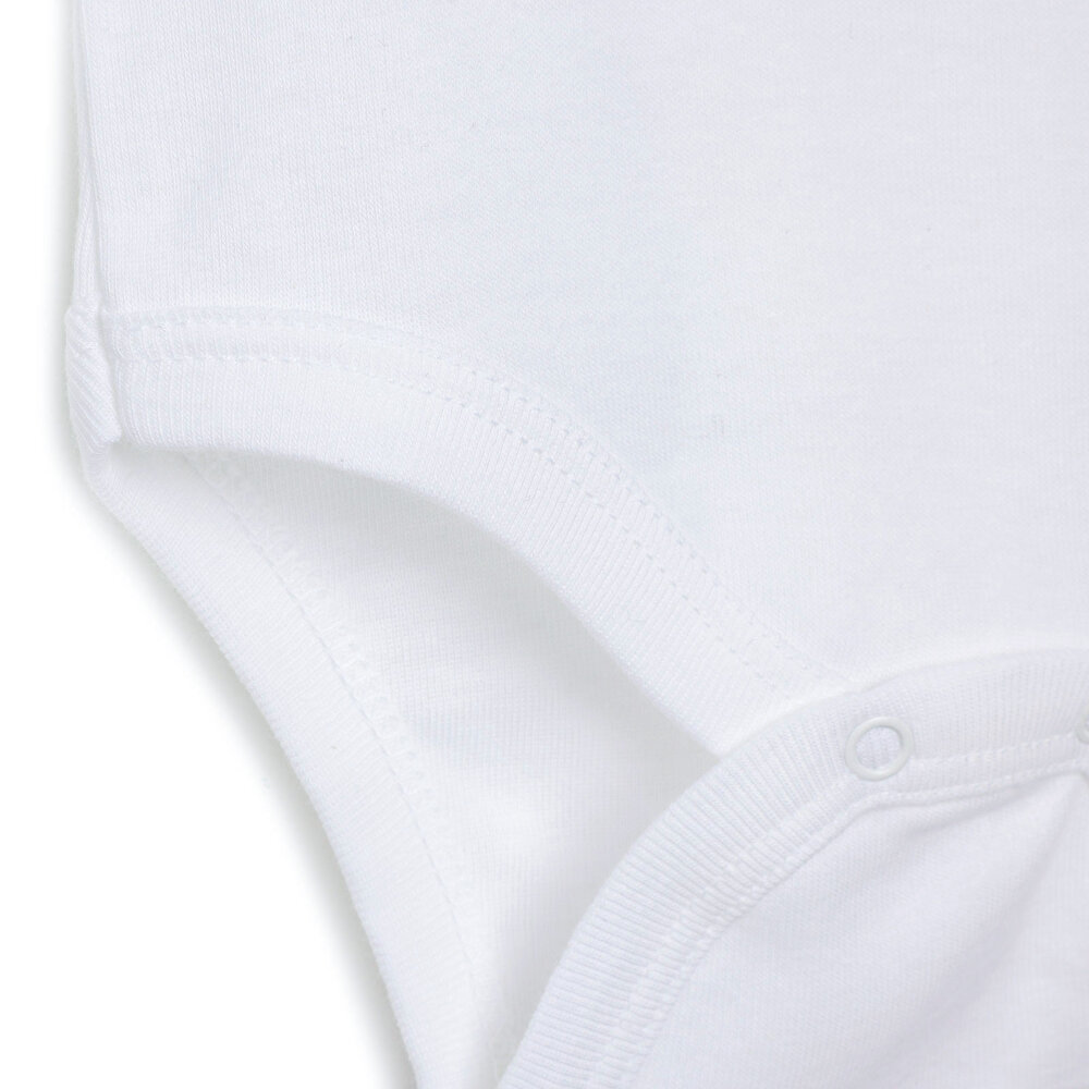 Unisex 5'li Uzun Kollu Body Ribana Kumaş Çıtçıtlı Zıbın Zarf Yaka Uzun Kollu Beyaz