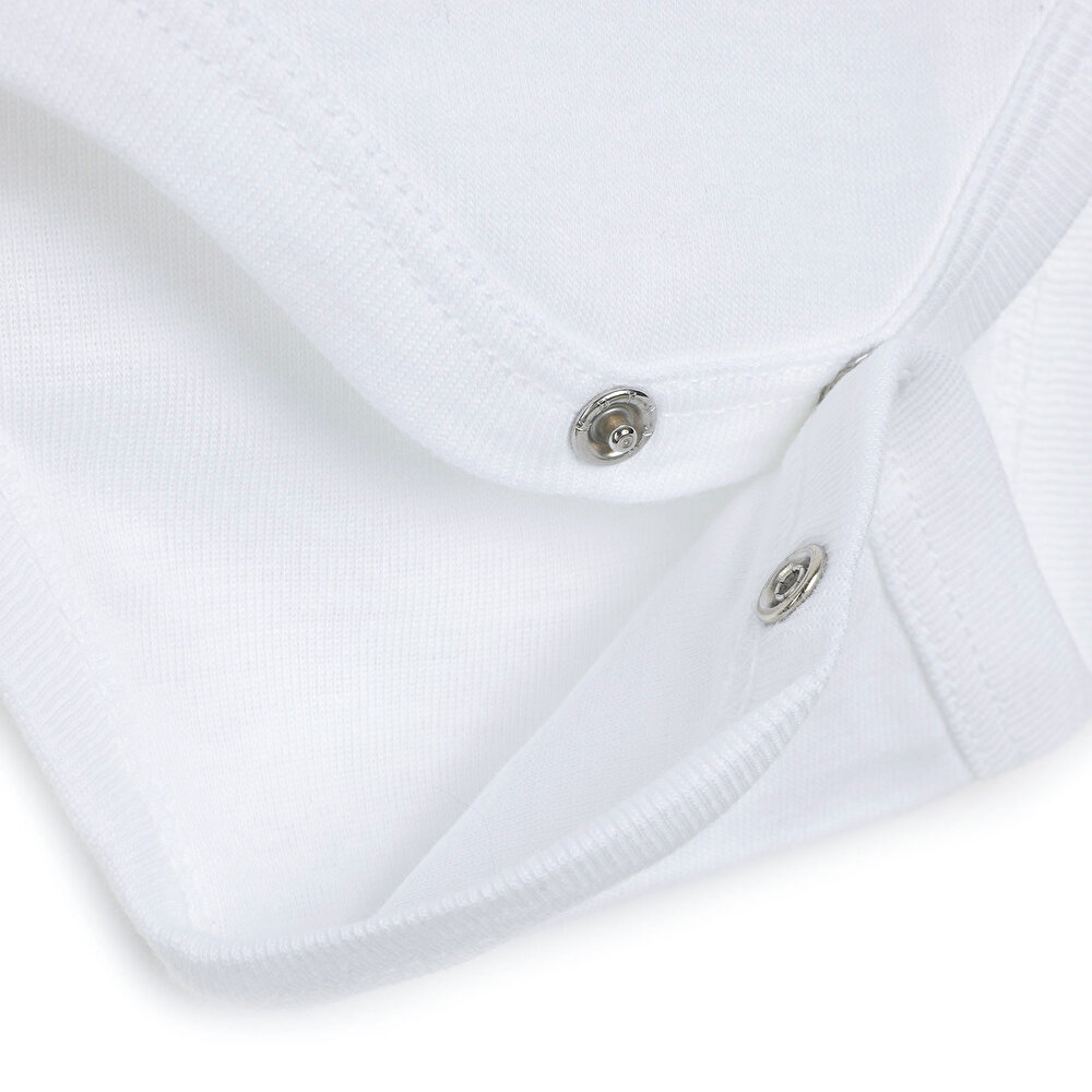 Unisex 5'li Uzun Kollu Body Ribana Kumaş Çıtçıtlı Zıbın Zarf Yaka Uzun Kollu Beyaz