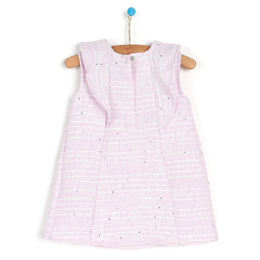 Kız Bebek Elbise Çıtçıtlı Hello Summer Bisiklet Yaka Kısa Kol Lila