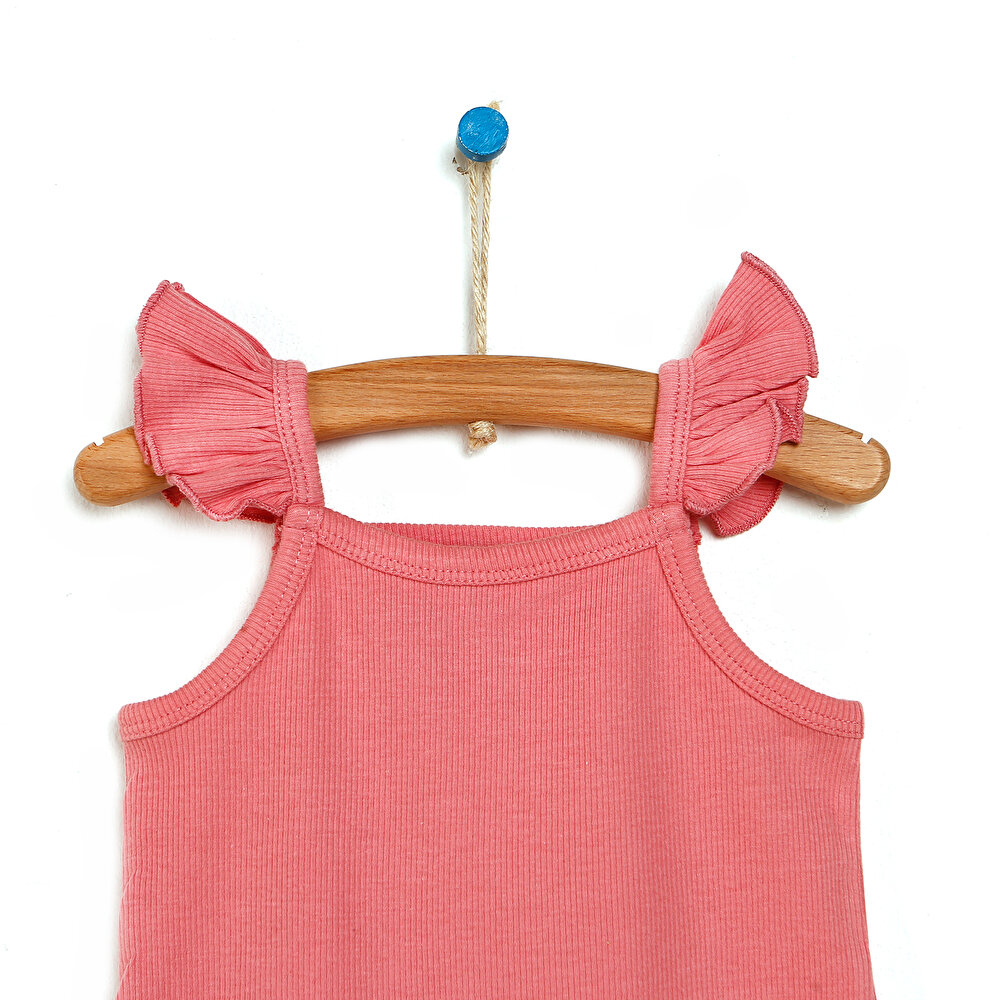 Basic Fırfır Askılı Kısa Tulum Kız Bebek