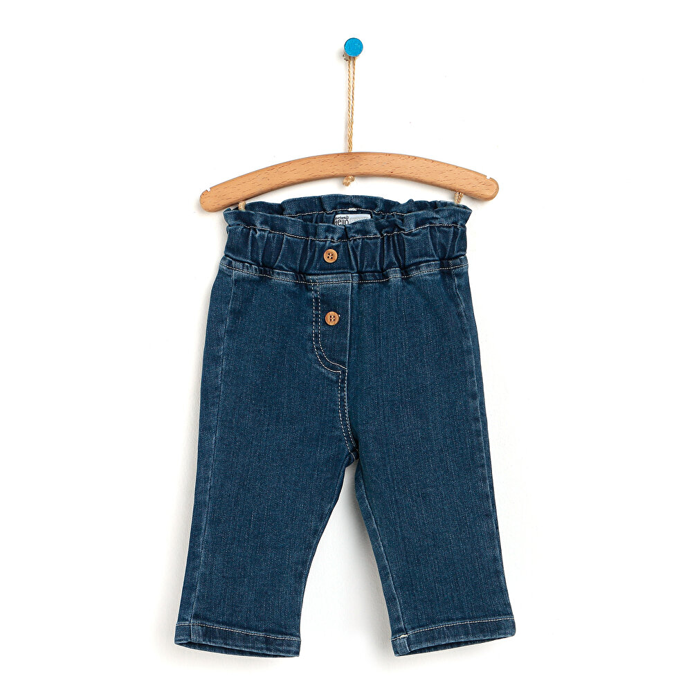 Basic Kız Bebek Lastikli Denim Pantolon Kız Bebek