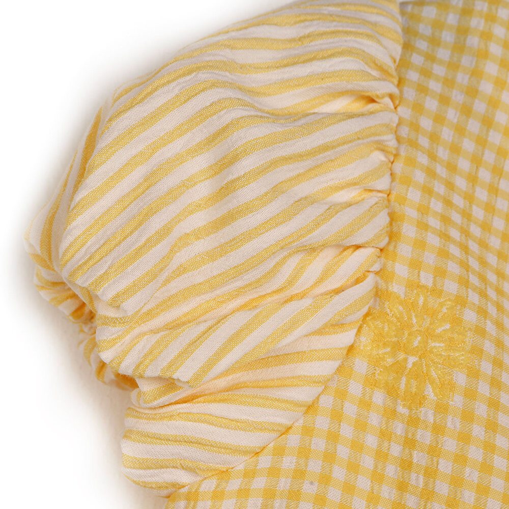 Basic Kız Bebek Sarı Fırfırlı Bluz-Tayt Takım Kız Bebek