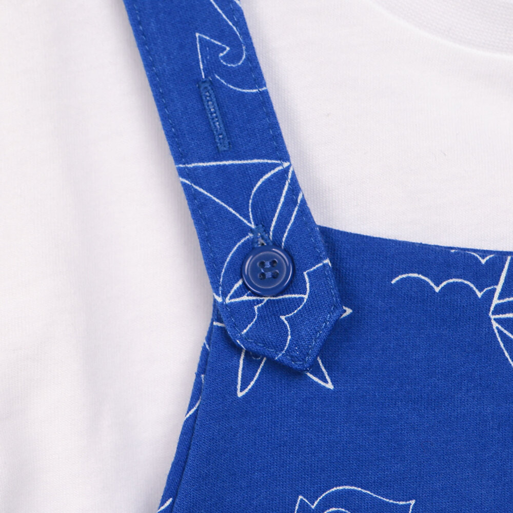 Basic Erkek Bebek Marine Desenli Salopet-Tshirt Takım Erkek Bebek