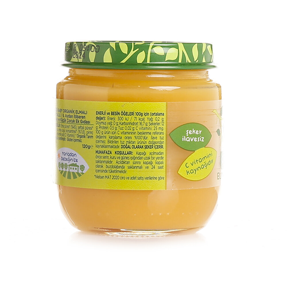 Organik Elmalı Şeftalili Kavanoz Mama 120 gr