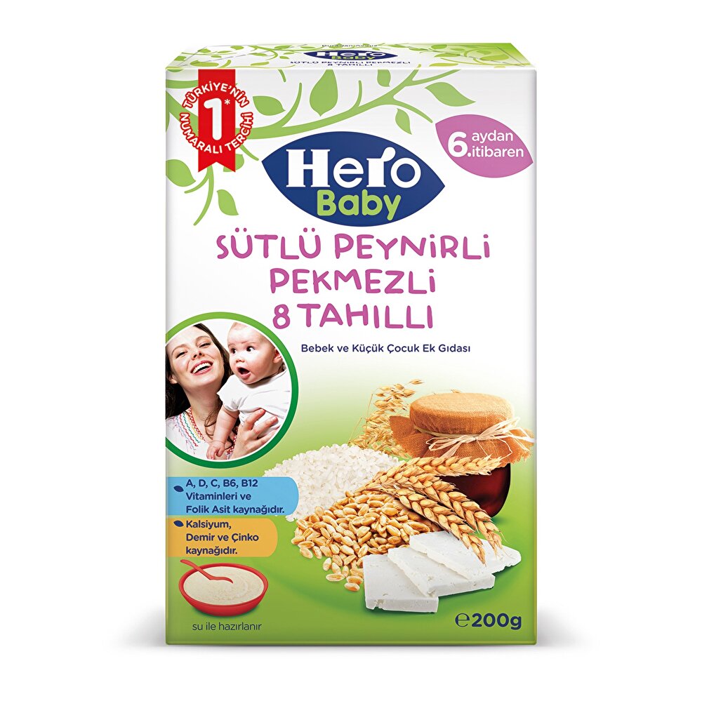 Sütlü Peynirli Pekmezli 8 Tahıllı Kaşık Maması 200 gr