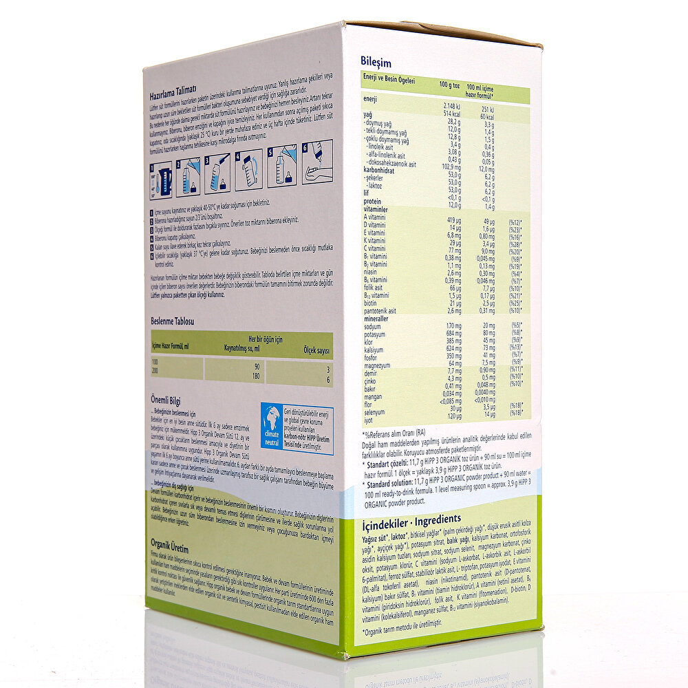 3 Organik Çocuk Devam Sütü 600 gr 1+ Yaş