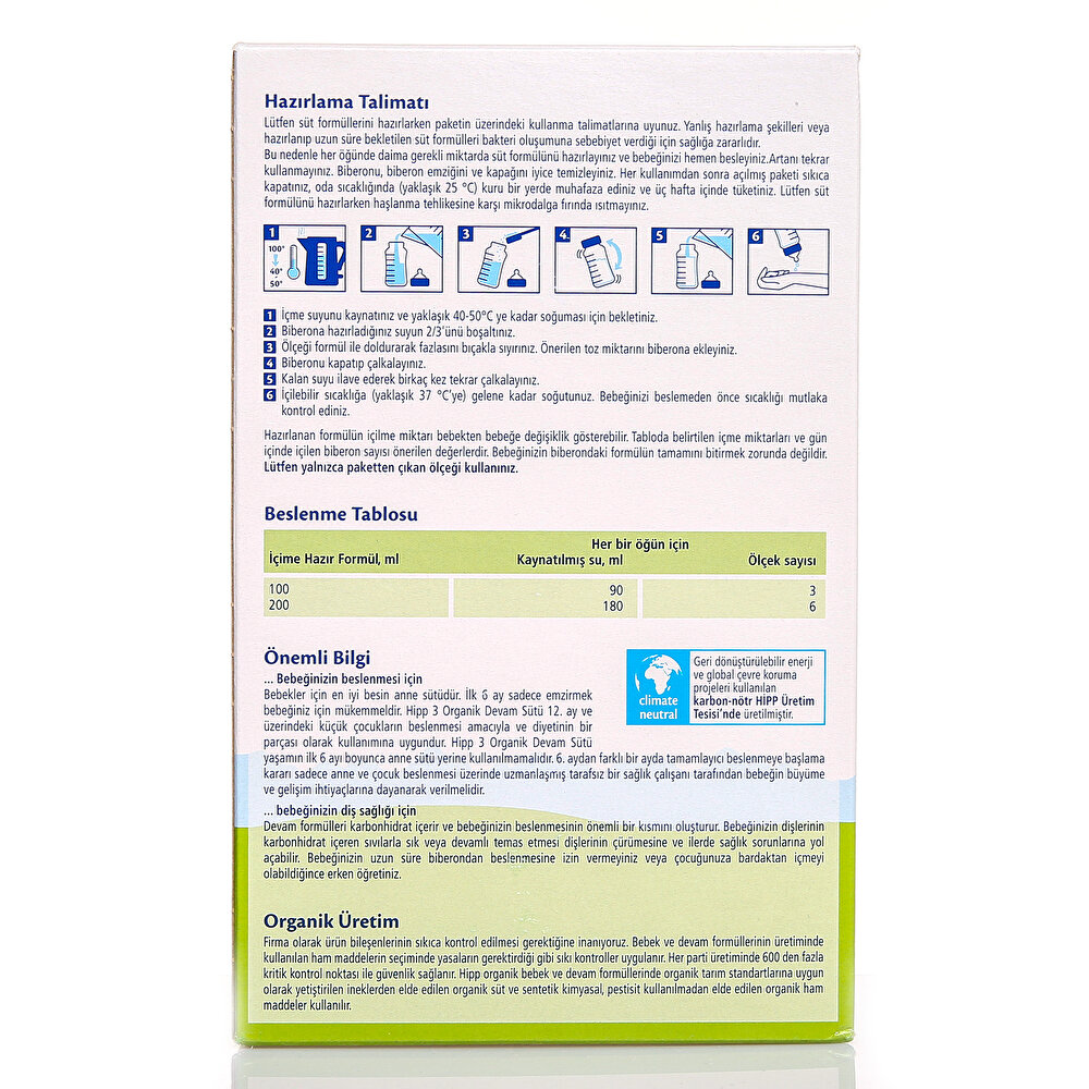 3 Organik Çocuk Devam Sütü 600 gr 1+ Yaş