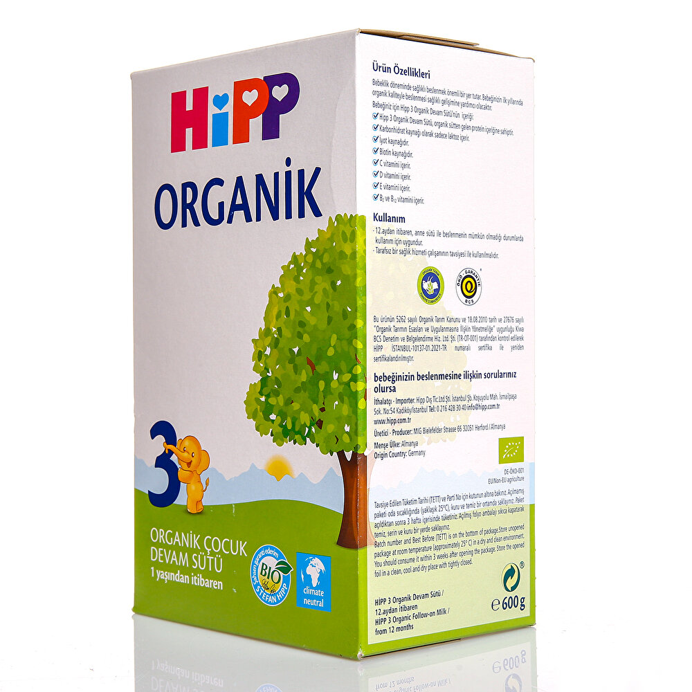 3 Organik Çocuk Devam Sütü 600 gr 1+ Yaş
