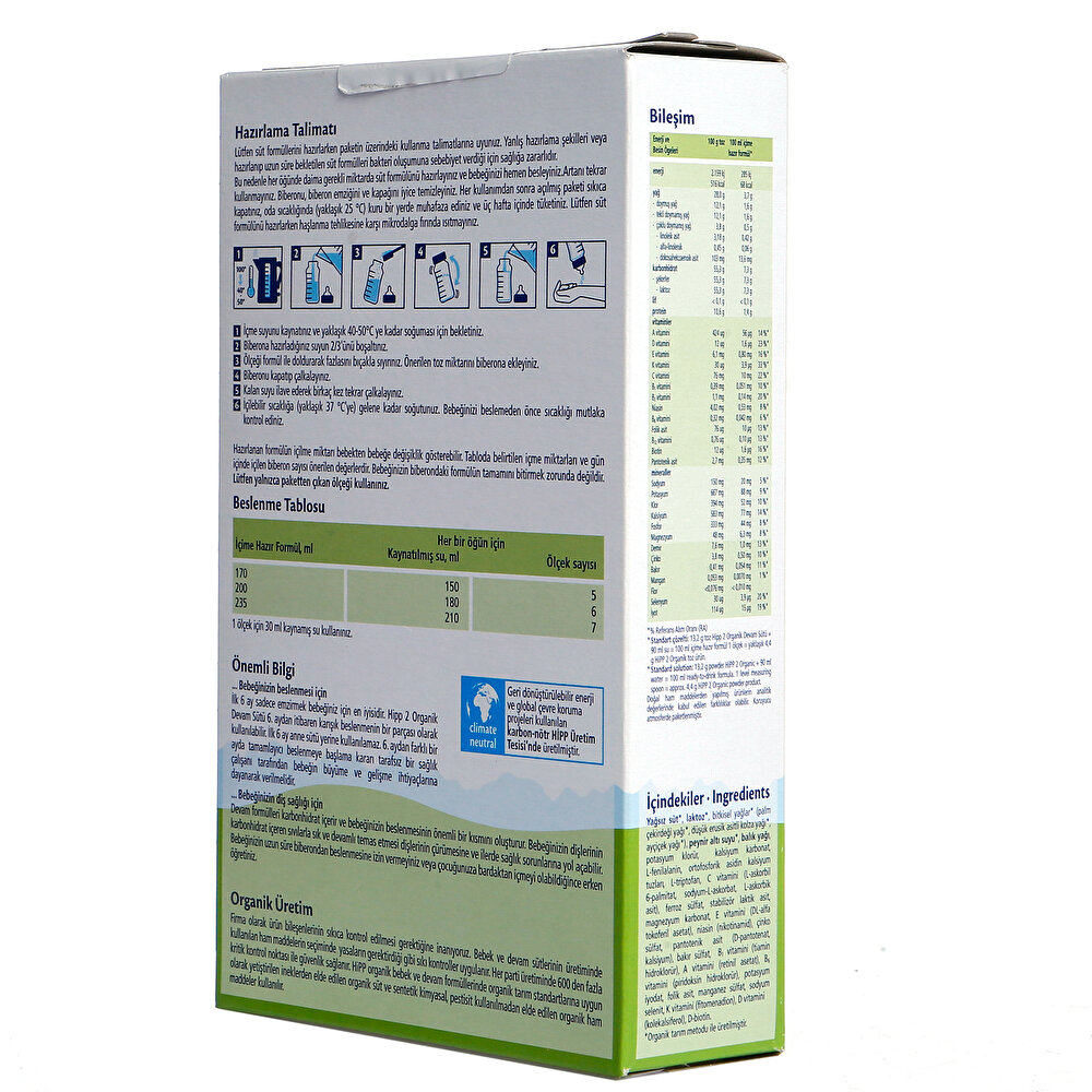 2 Organik Devam Sütü 300 gr 6+ Ay