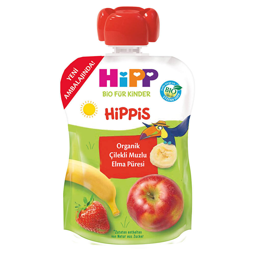 Organik Çilekli Muzlu Elmalı Meyve Püresi 100 gr