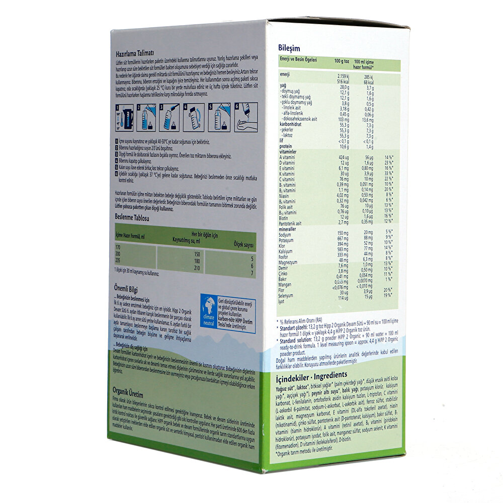 2 Organik Devam Sütü 600 gr 6+ Ay