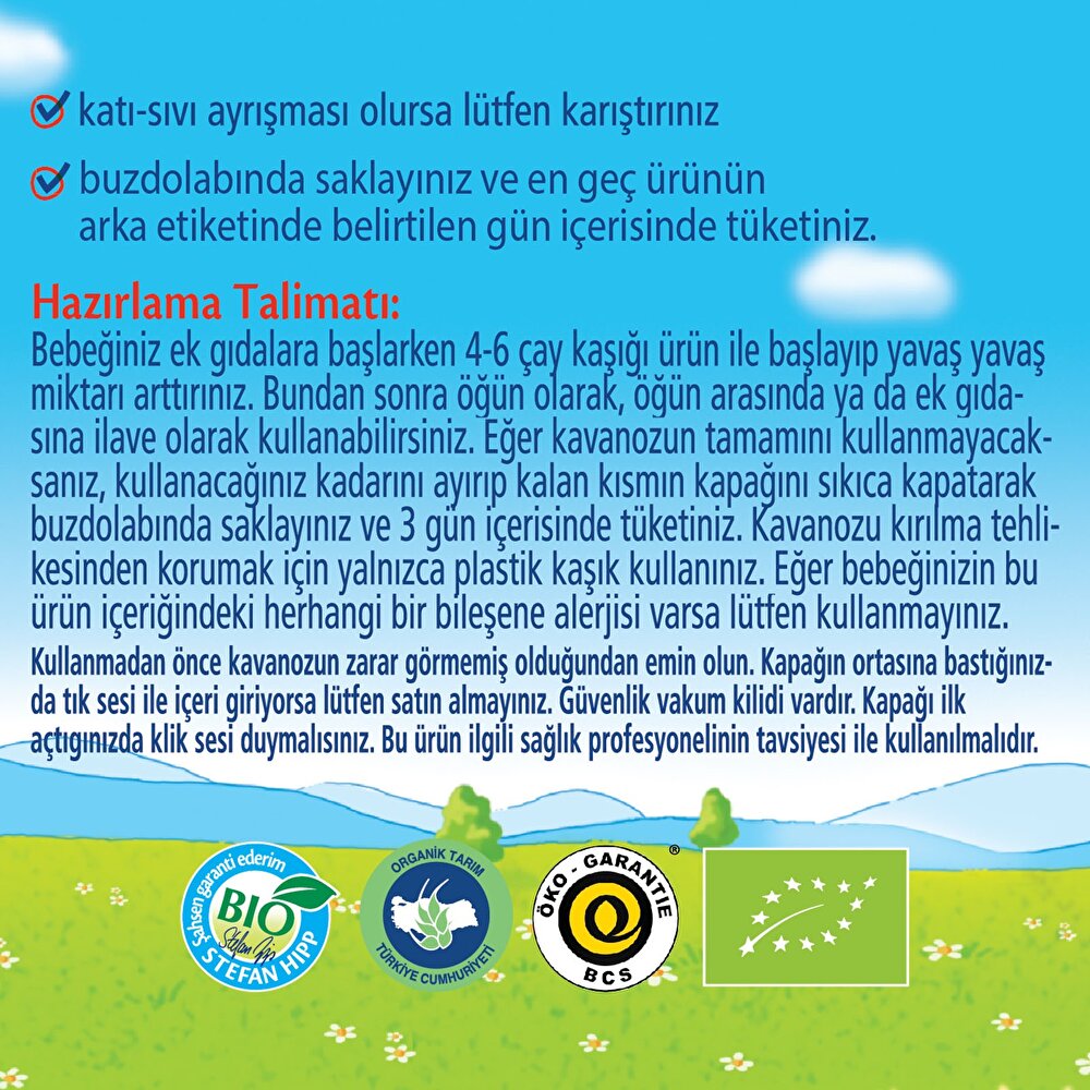 Organik Elmalı Kavanoz Mama 125 gr