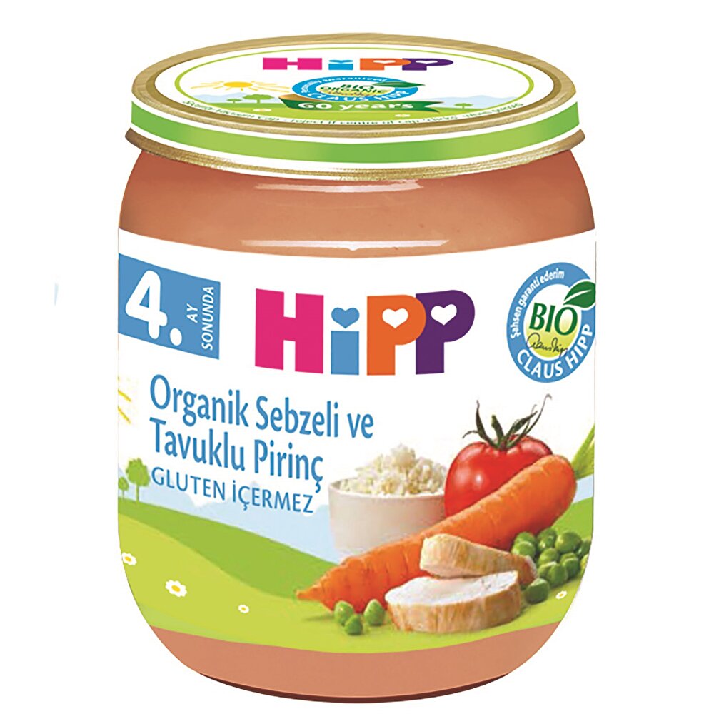 Organik Sebzeli Ve Tavuklu Pirinç Kavanoz Mama 125 gr