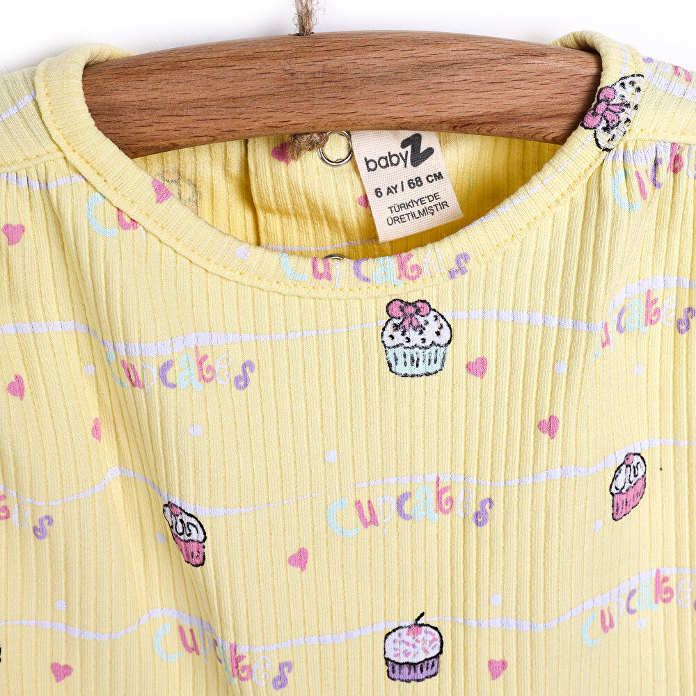 Ice Cream & Cupcake Kısa Kol Patiksiz Tulum Kız Bebek