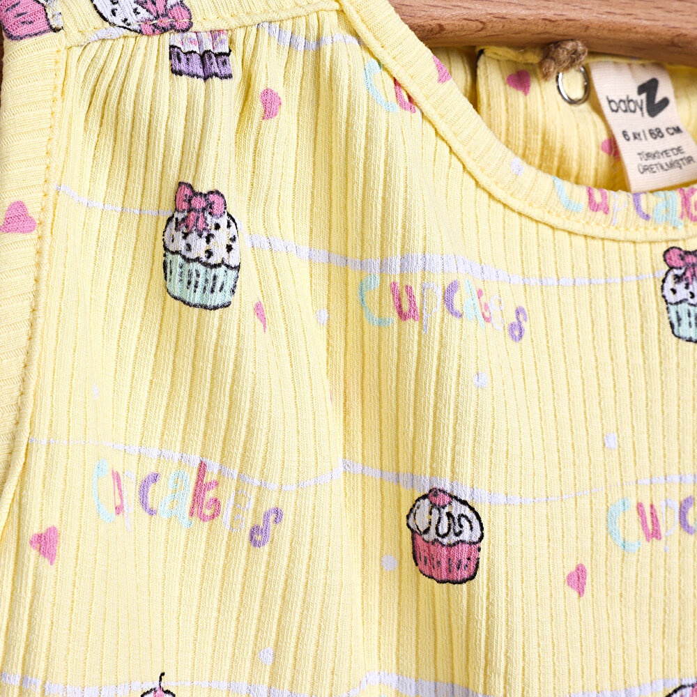 Ice Cream & Cupcake Kısa Kol Patiksiz Tulum Kız Bebek