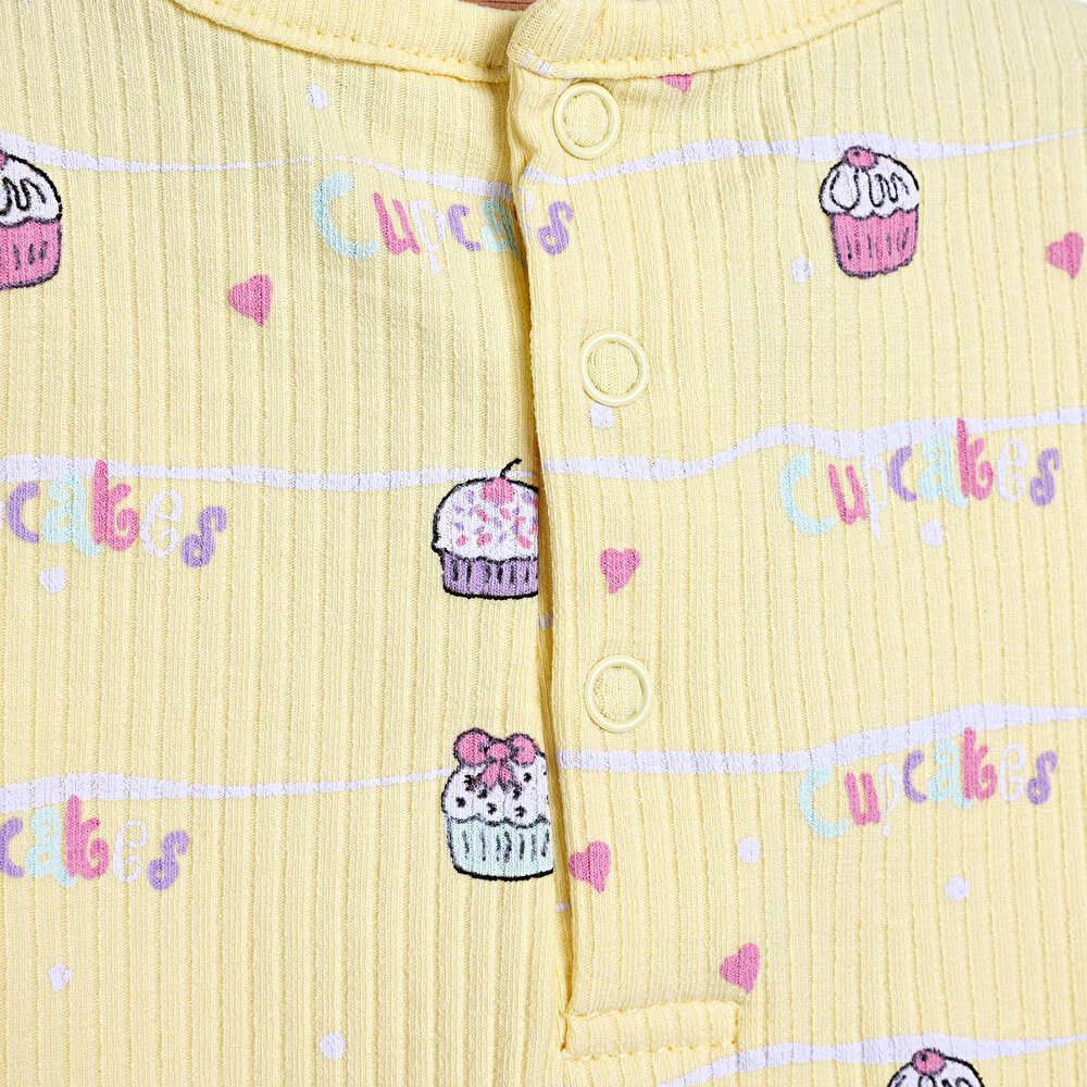 Ice Cream & Cupcake Kısa Kol Patiksiz Tulum Kız Bebek