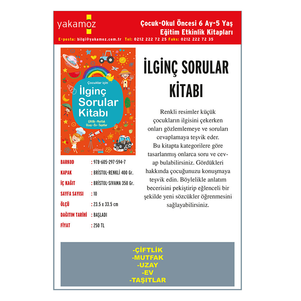 İLGİNÇ SORULAR KİTABI - TURUNCU - ÇİFTLİK, MUTFAK, UZAY, EV, TAŞITLAR