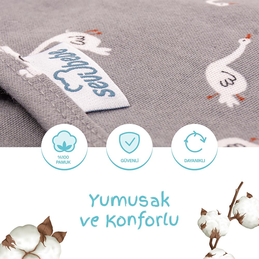 İnterlok Bebek Kundak - Kuğu Desen