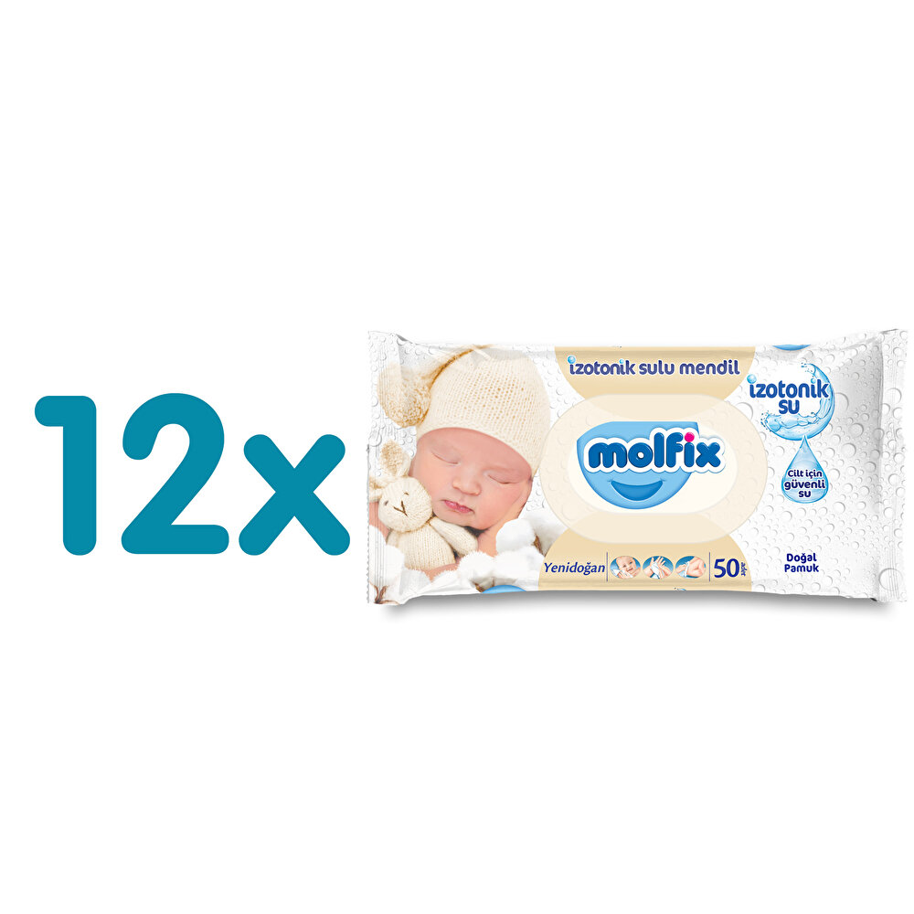 İzotonik Sulu Yenidoğan Islak Mendil 12x50 Adet