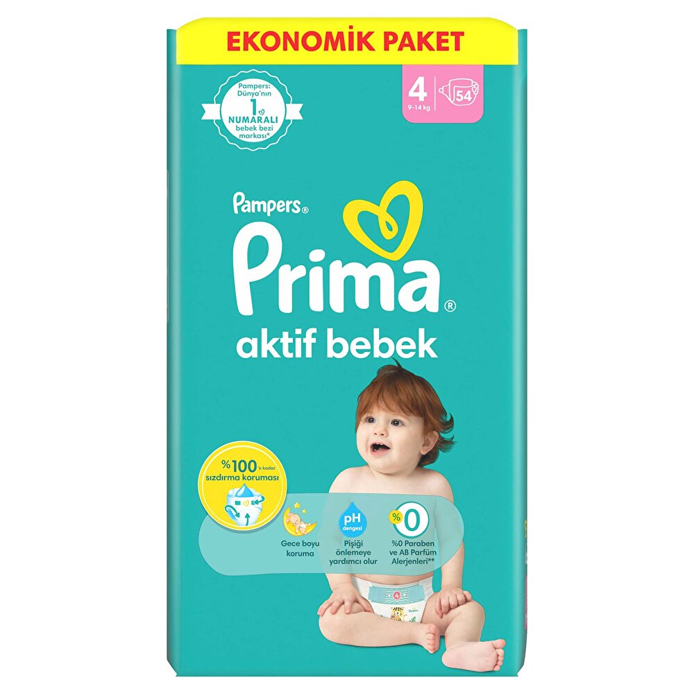 Bebek Bezi Aktif Bebek 4 Beden Maxi Ekonomik Paket 9-14 kg 54 Adet