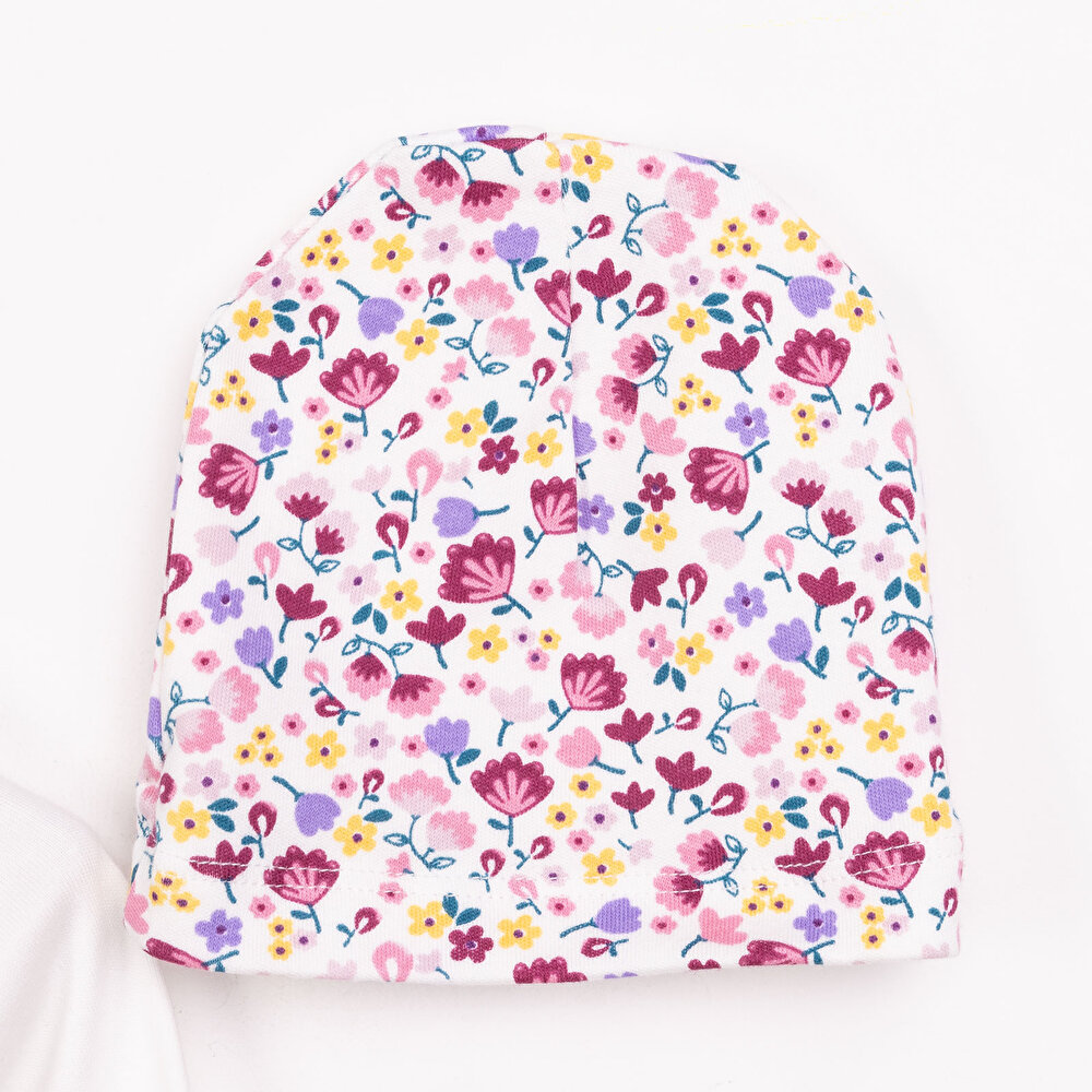 Kalp Baskılı Yenidoğan Kız Body-Patikli Alt-Şapka Kız Bebek