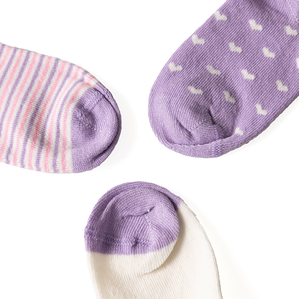 Kalp desenli 3lü Soket Çorap Kız Bebek