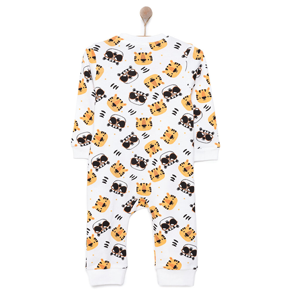 Kaplan Desenli Tekli Uzun Kol Fermuarlı Patiksiz Tulum