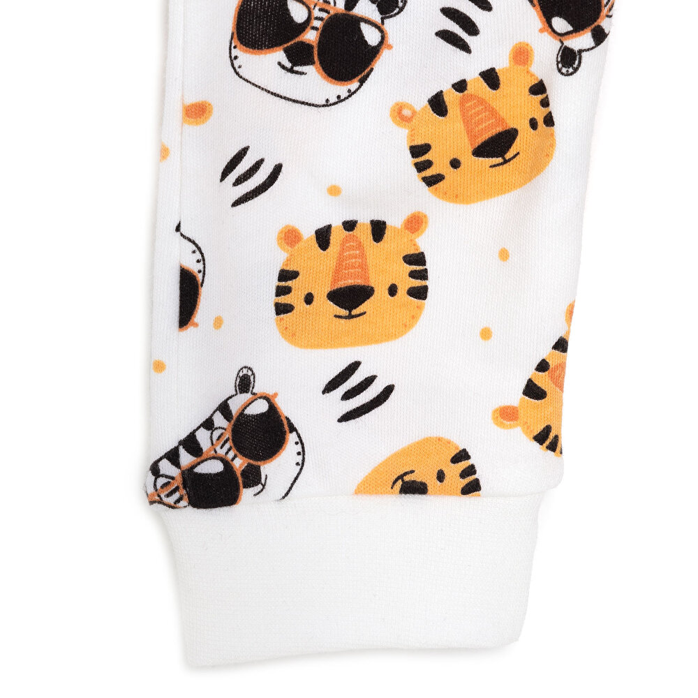 Kaplan Desenli Tekli Uzun Kol Fermuarlı Patiksiz Tulum