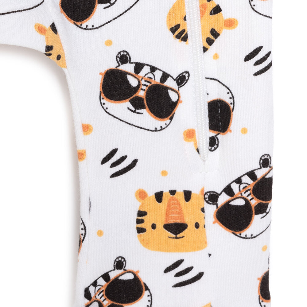 Kaplan Desenli Tekli Uzun Kol Fermuarlı Patiksiz Tulum