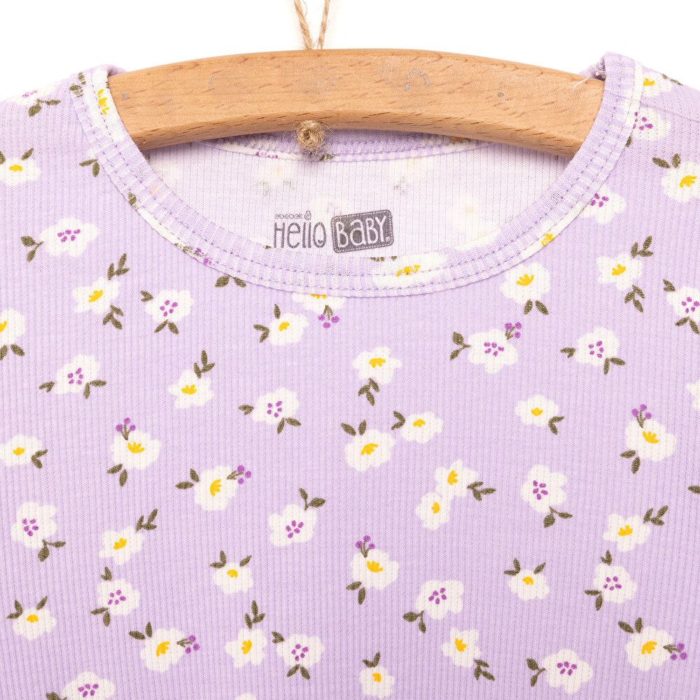 Kaşkorse Çiçek Desen Uzun Kol Pijama Takımı