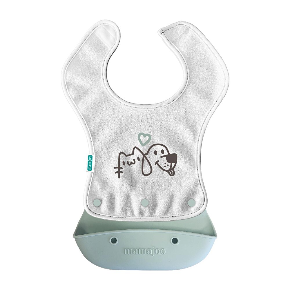 Katlanır Silikon & Kumaş Mama Önlüğü Powder Green