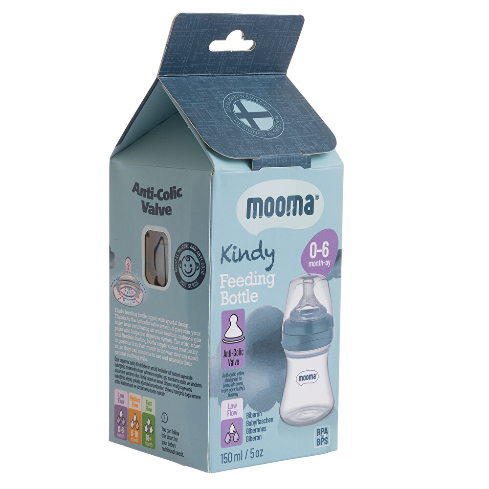 Kindy Biberon 150 ml 0-6 Ay Yavaş Akış Pastel Mavi