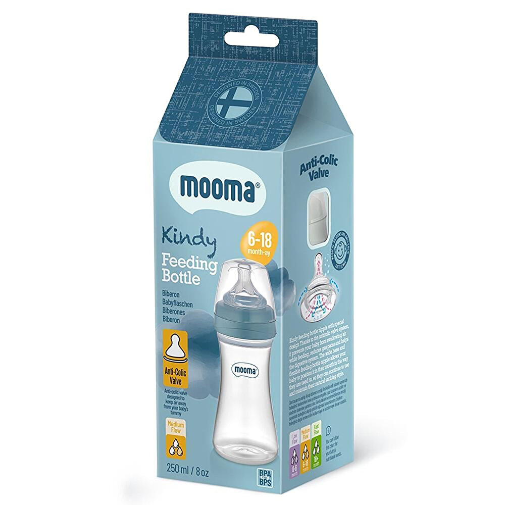 Kindy Biberon 250 ml 6-18 Ay Orta Akış Pastel Mavi