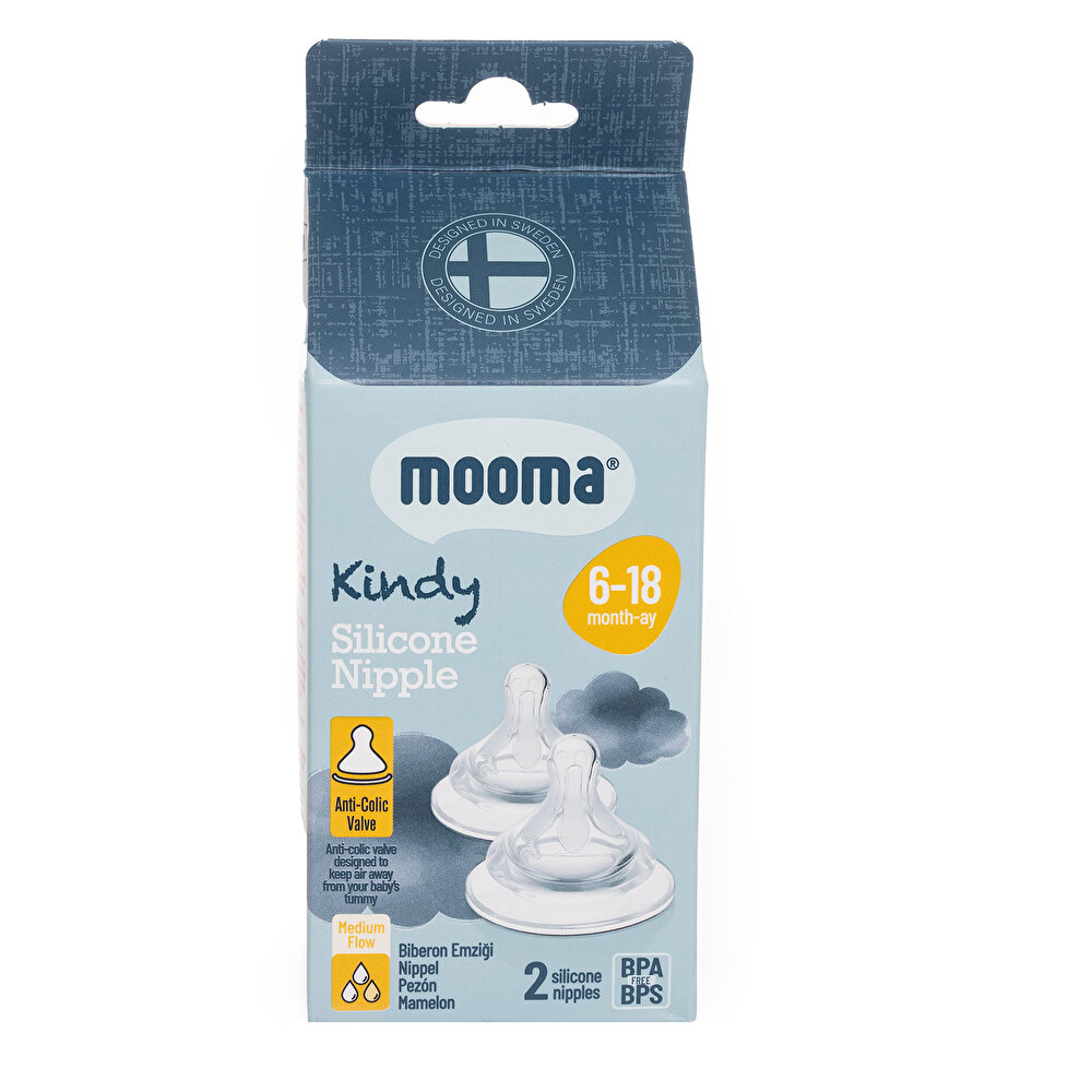 Kindy Biberon Ucu 2li 6-18 Ay Orta Akış