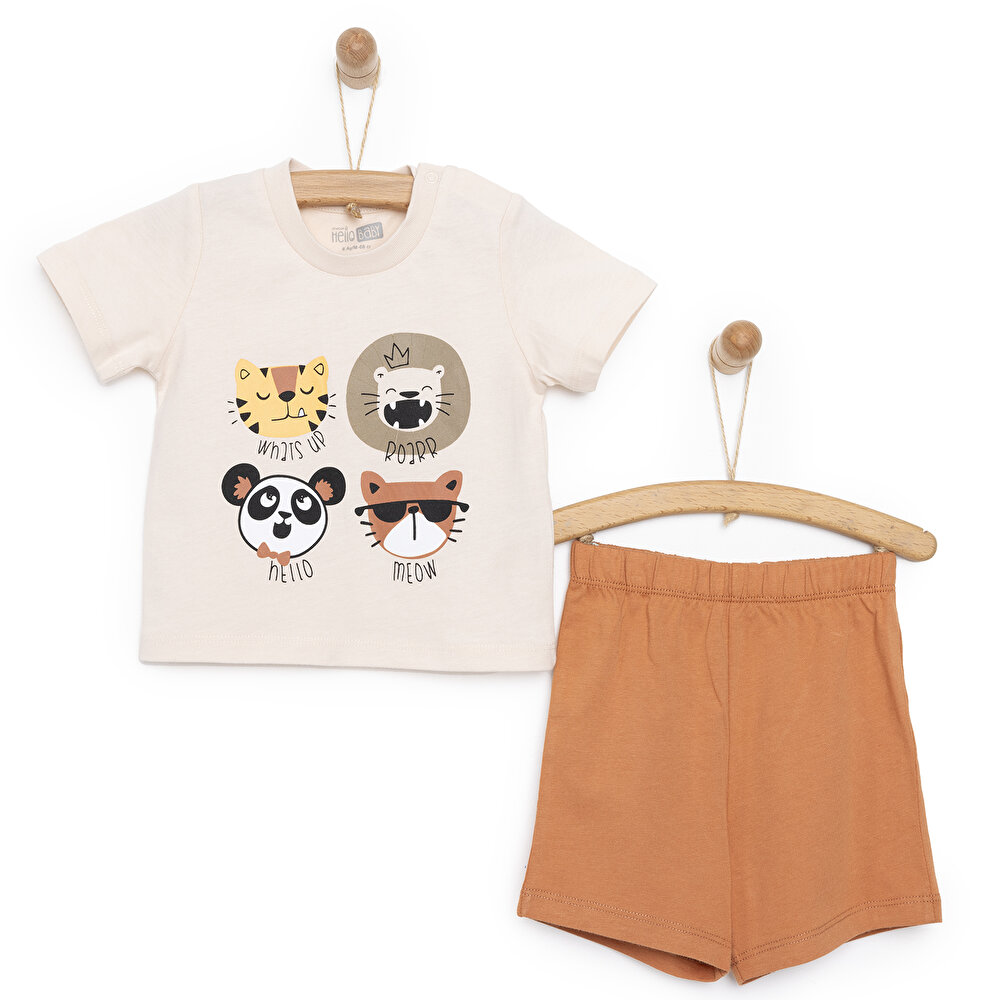 Kısa Kol Bisiklet Yaka Pijama Takımı Erkek Bebek