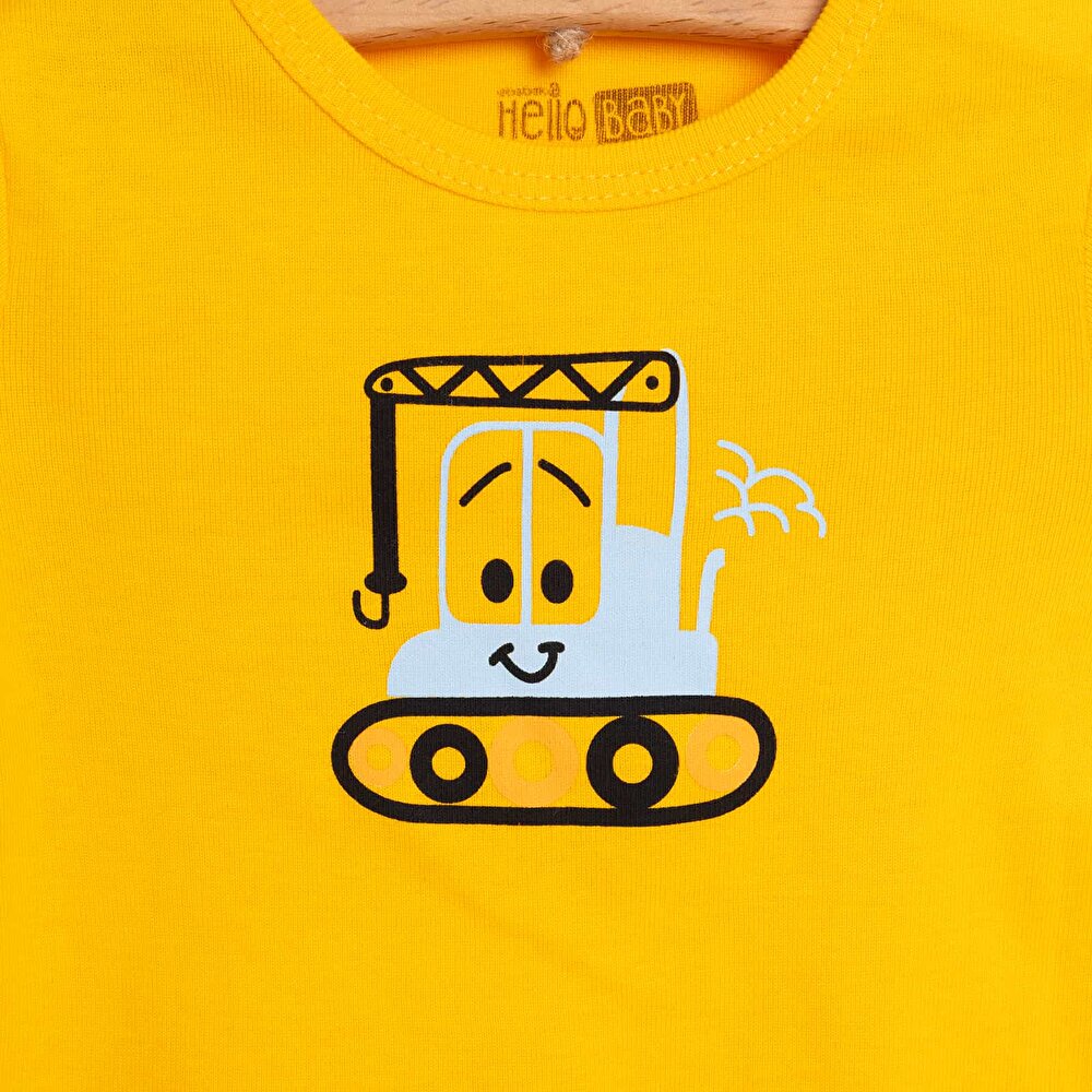 Erkek Bebek 2'li Body Ribana Çıtçıtlı Zıbın Bisiklet Yaka Kısa Kol Mavi