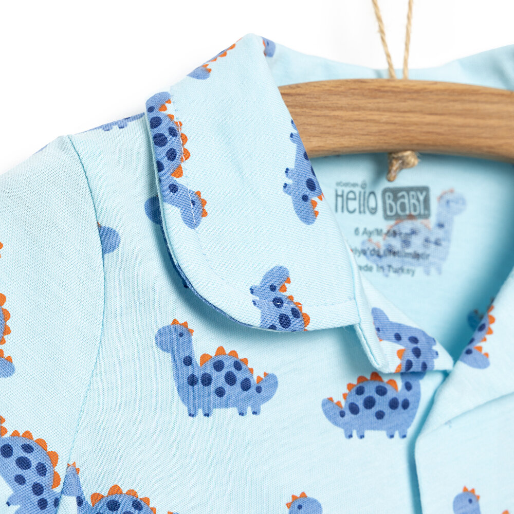 Kısa Kol Gömlek Yaka Pijama Takımı Erkek Bebek